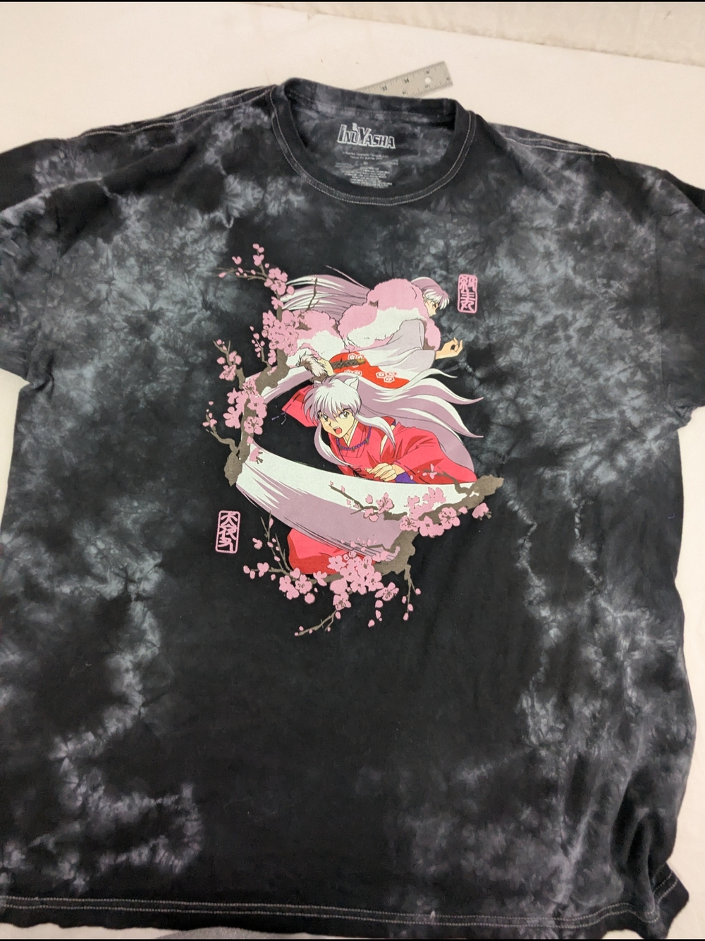 Inuyasha Graphic Tie-Dye Tee with Pink Accents